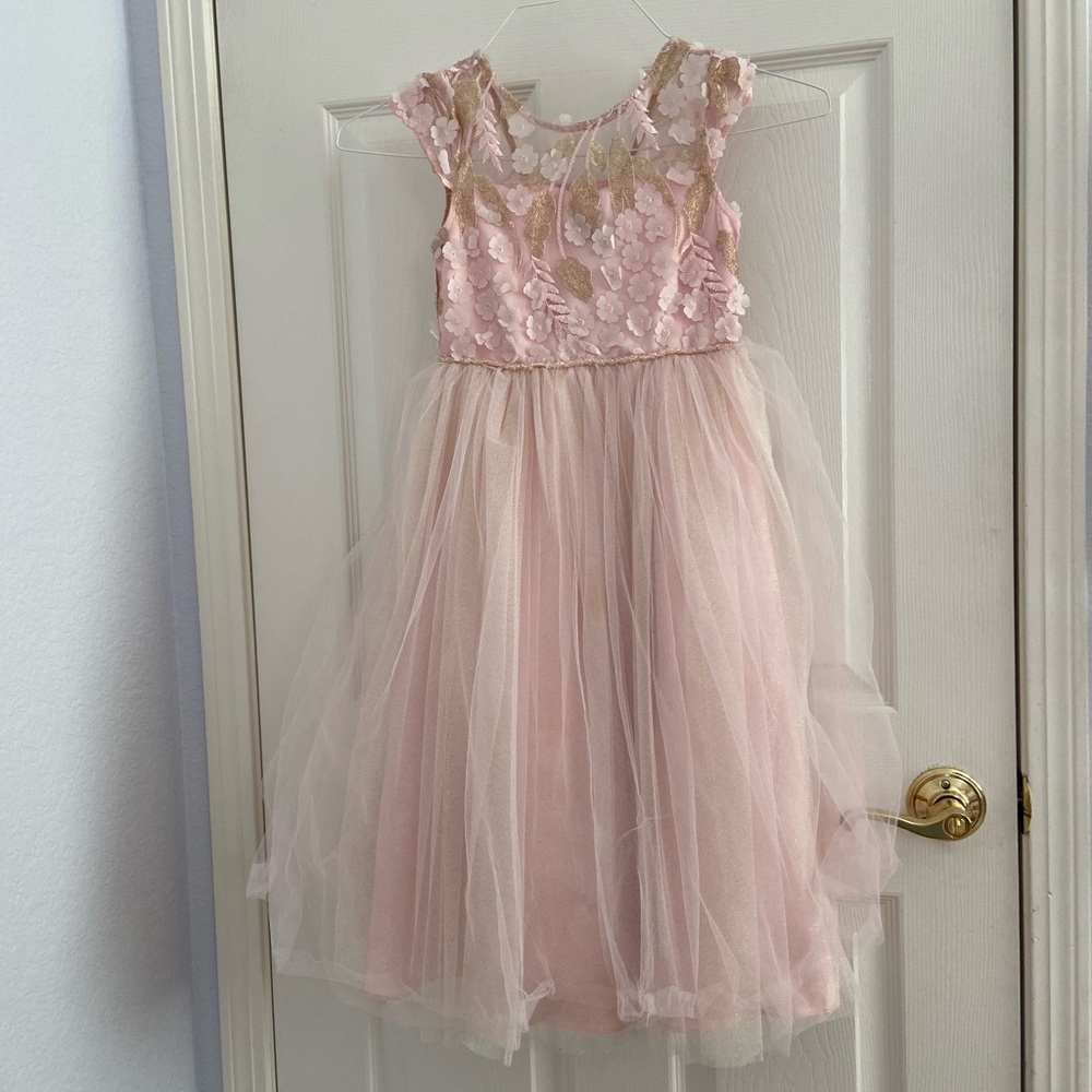 Chantillu Place Flower girl dress! Blush pink, tulle, detail sparkles size 6